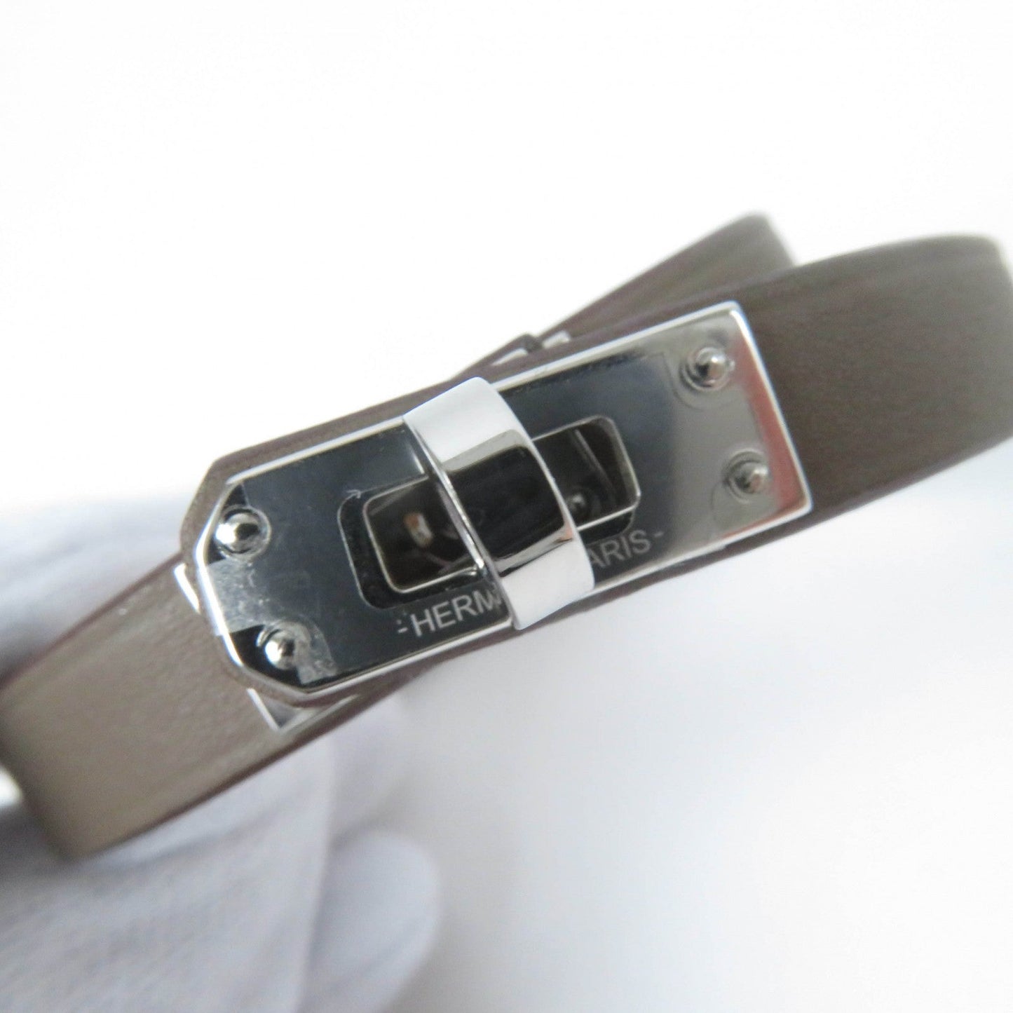 HERMES bracelet Vaux Swift, Stainless Steel Brown Kelly bag tour