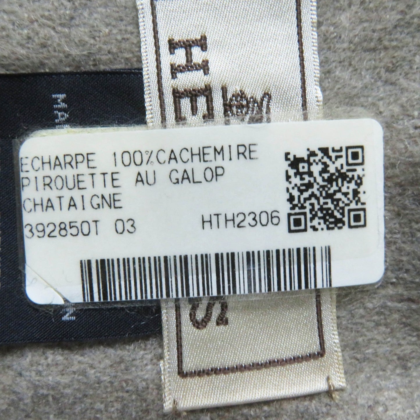 HERMES Scarf Main: 100% cashmere Greige Orange Gallop Pirouette mens Used