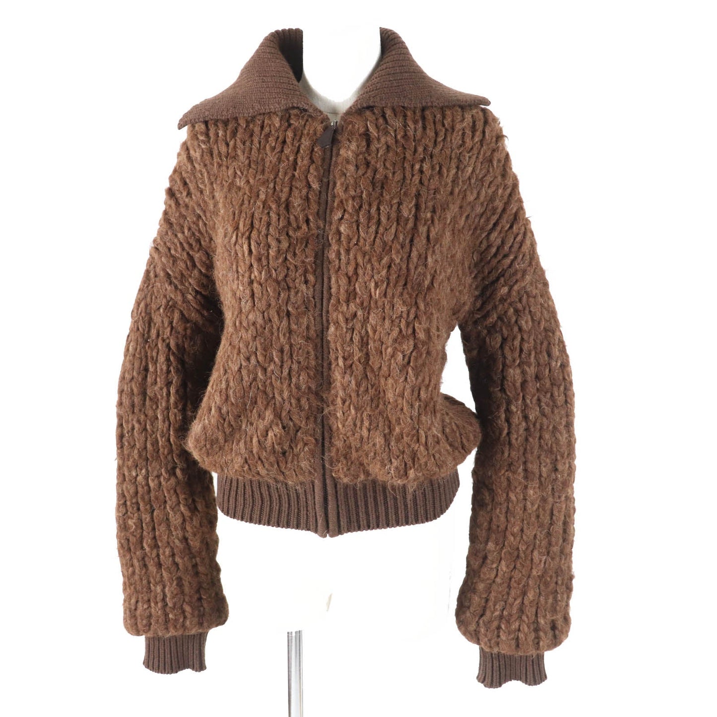 HERMES Blouson Outer: 85% alpaca, Outer: 15% wool, Lining: 100% cashmere, Part: 100% cashmere, Part: cowhide Ecorse Women 38 Used