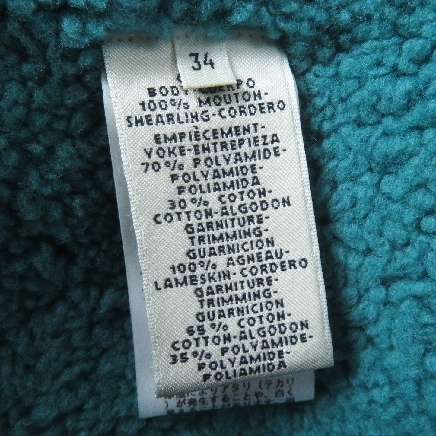 HERMES Mouton coat Main: Sheepskin, Part: 70% Nylon, Part: 30% Cotton, Part: 100% Cotton, Part: 65% Cotton green Women 34 Used