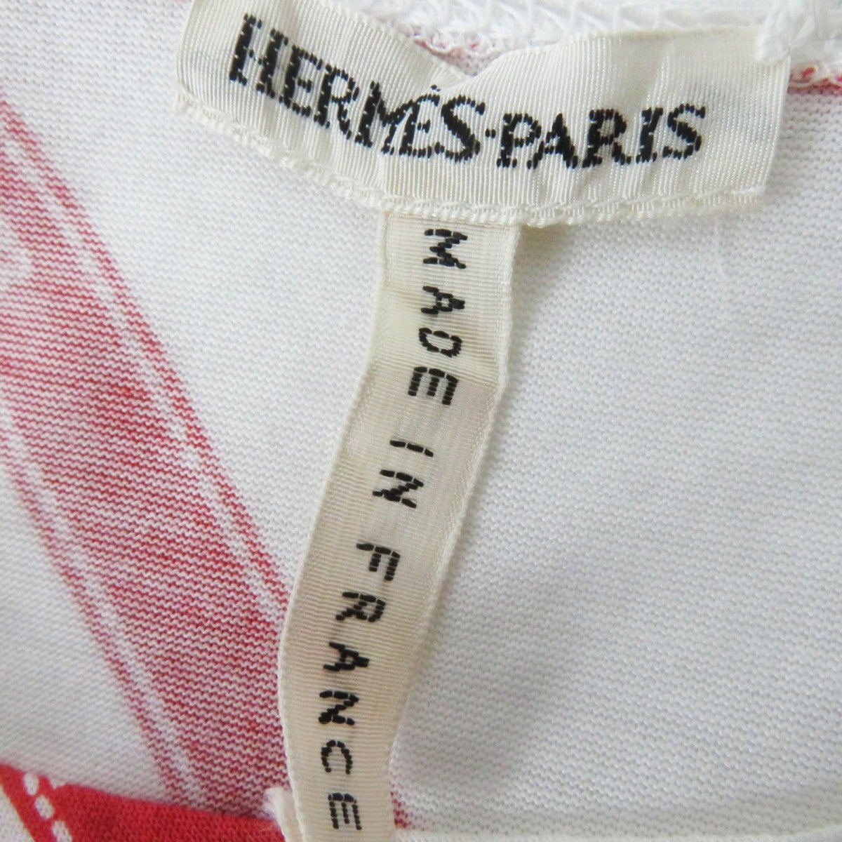 HERMES Short sleeve T-shirt cotton White red Margiela period Bolduc Ribbon Pattern