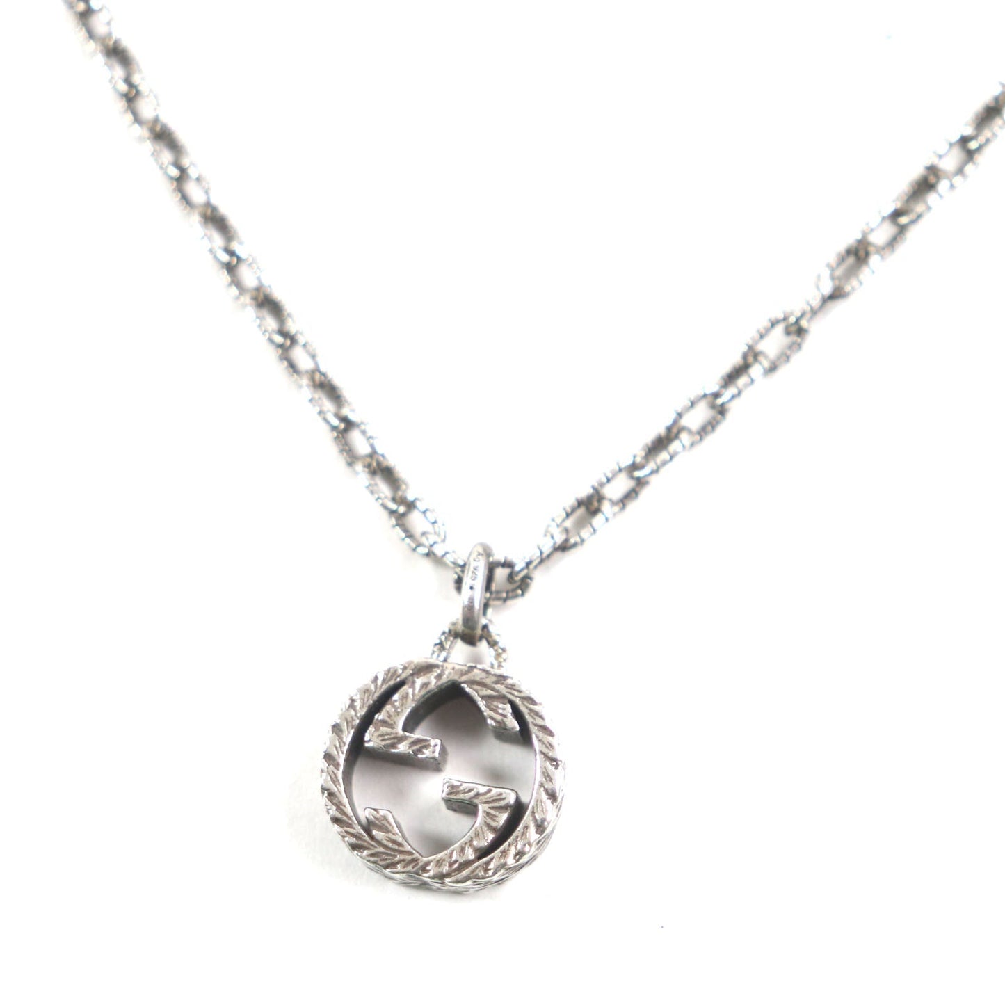 GUCCI Necklace Main�FAG925 Silver Arabesque Interlocking G mens Used