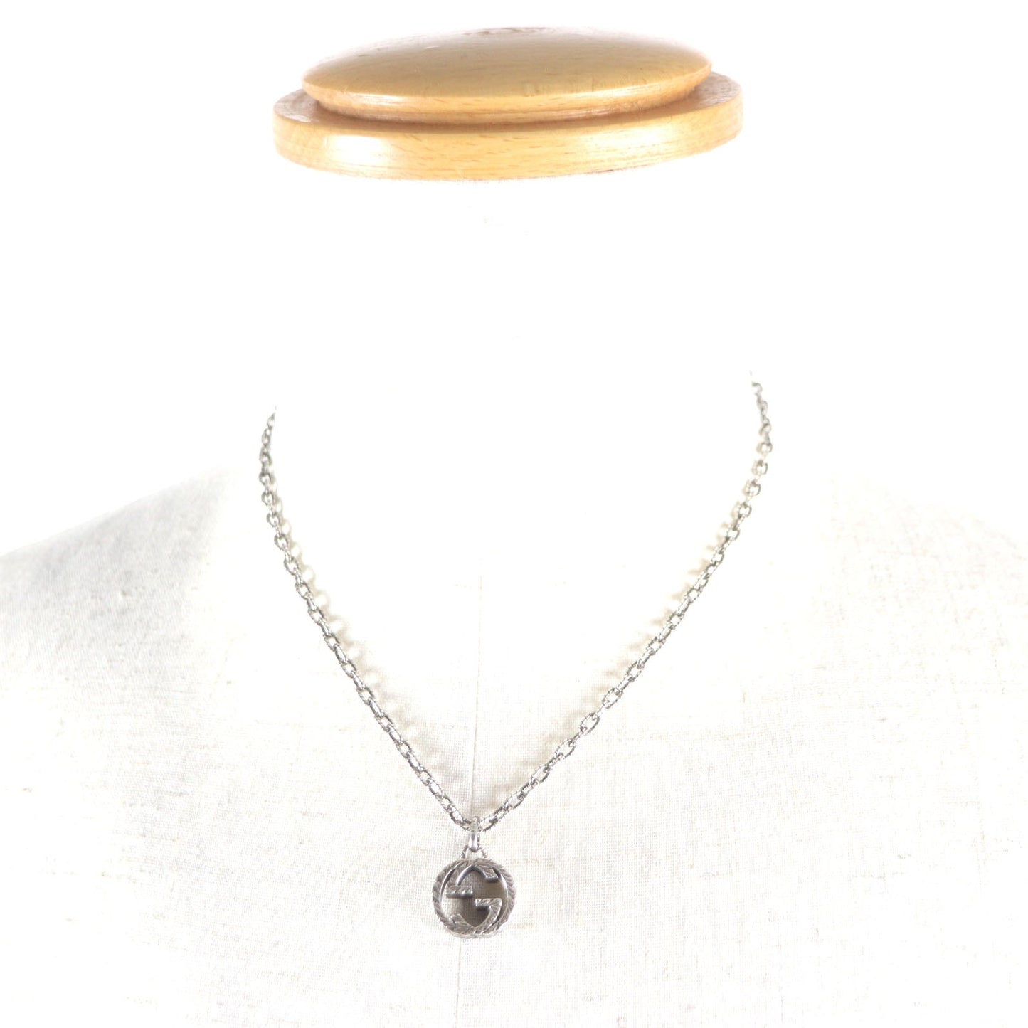GUCCI Necklace Main�FAG925 Silver Arabesque Interlocking G mens Used