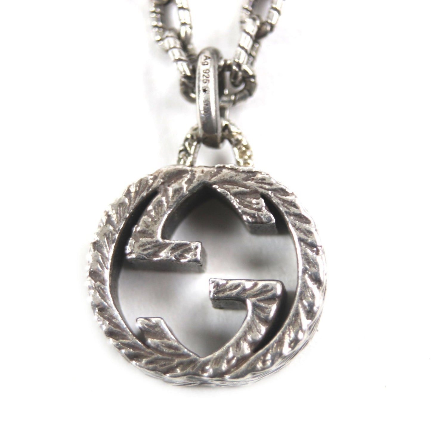 GUCCI Necklace Main�FAG925 Silver Arabesque Interlocking G mens Used