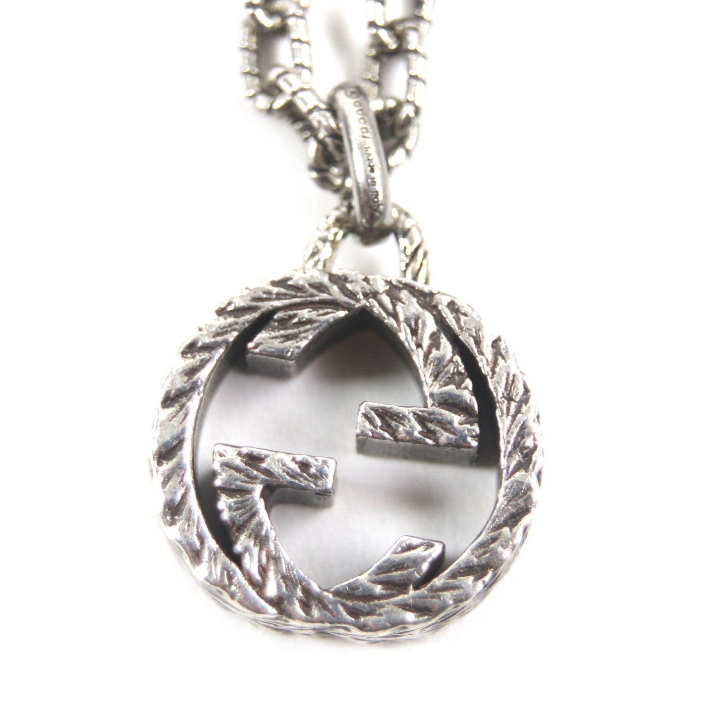 GUCCI Necklace Main�FAG925 Silver Arabesque Interlocking G mens Used