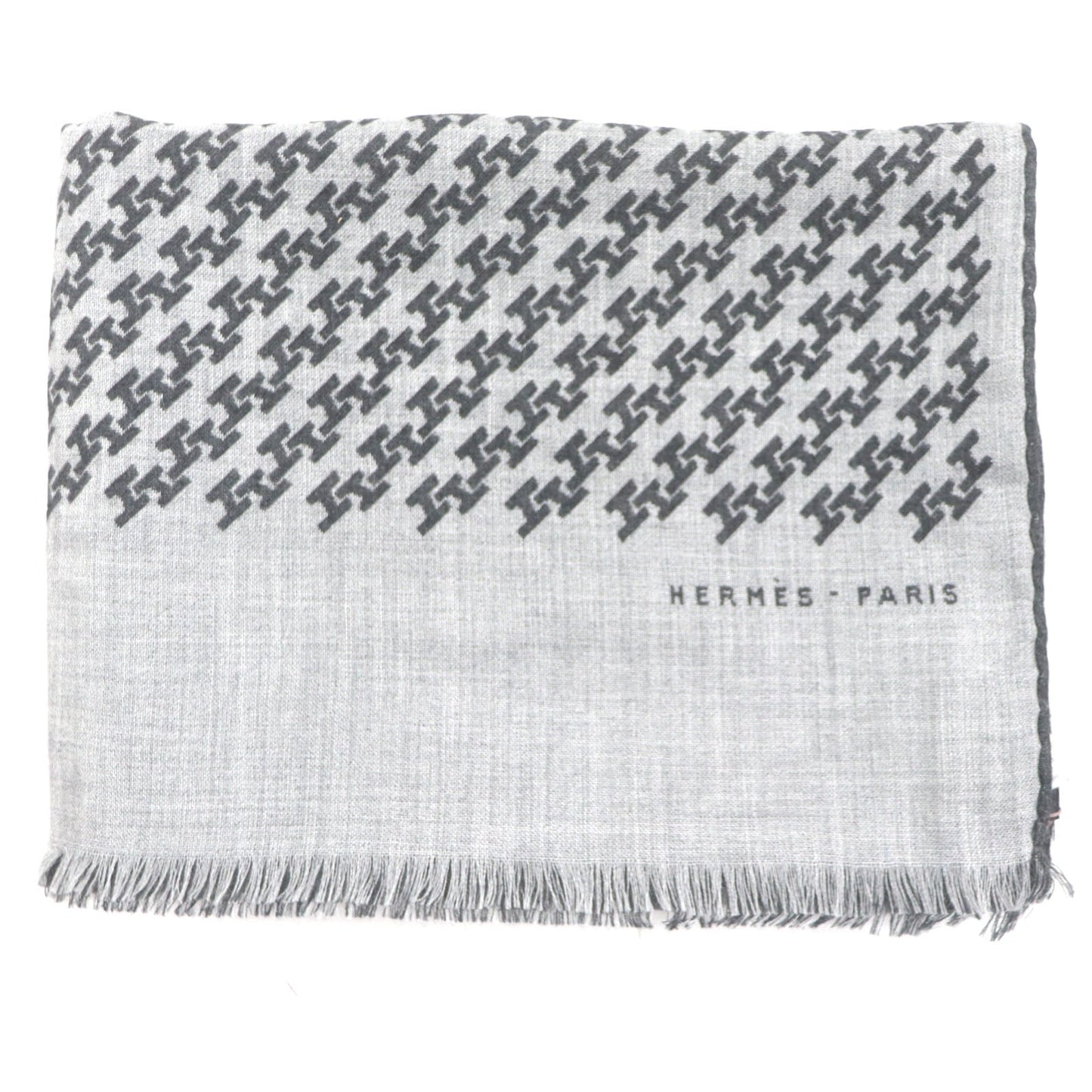 HERMES Scarf Main: 70% cashmere, Main: 30% silk Black Grey H ambriquet mens Used