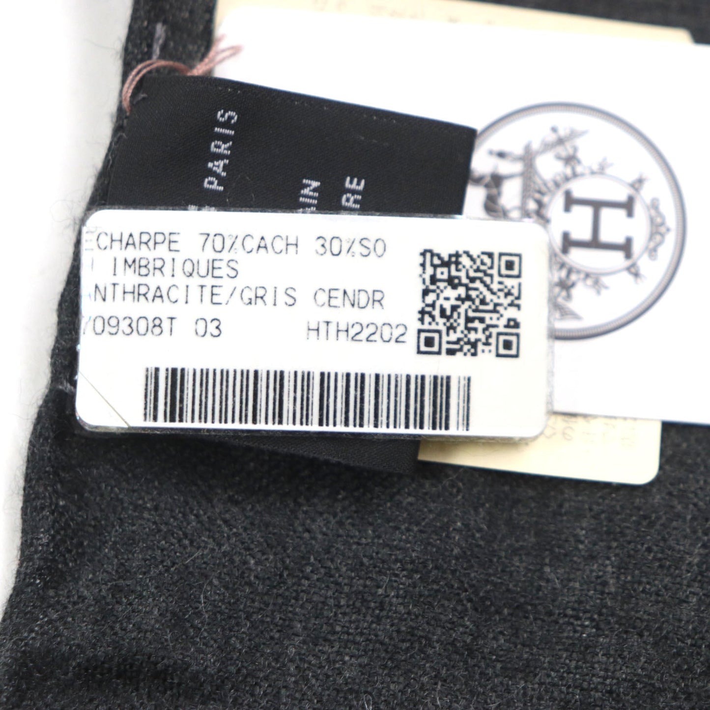HERMES Scarf Main: 70% cashmere, Main: 30% silk Black Grey H ambriquet mens Used
