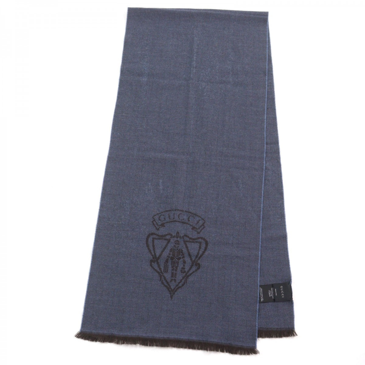 GUCCI Scarf 344993 Main: 100% wool Blue type Herringbone Pattern mens Used
