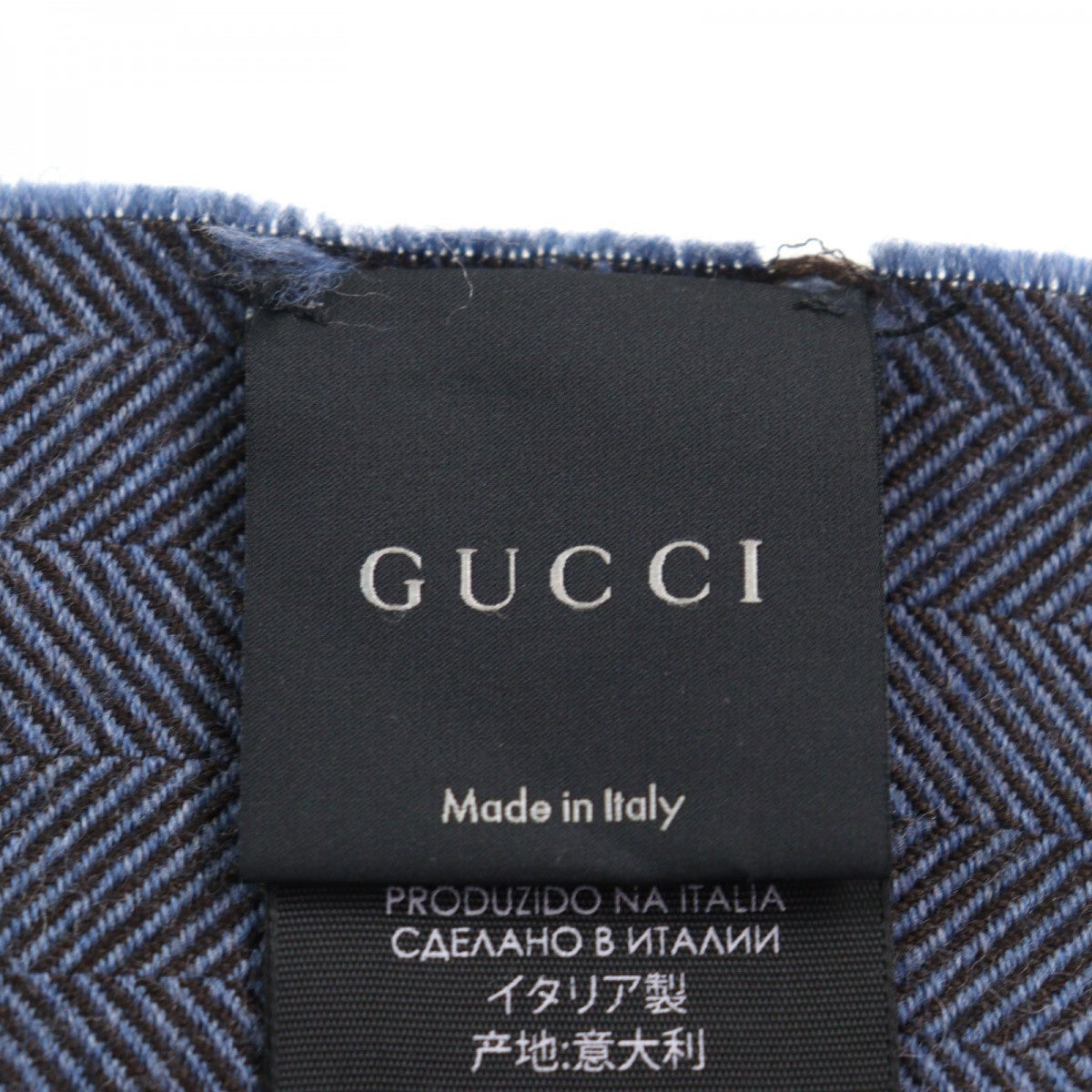 GUCCI Scarf 344993 Main: 100% wool Blue type Herringbone Pattern mens Used