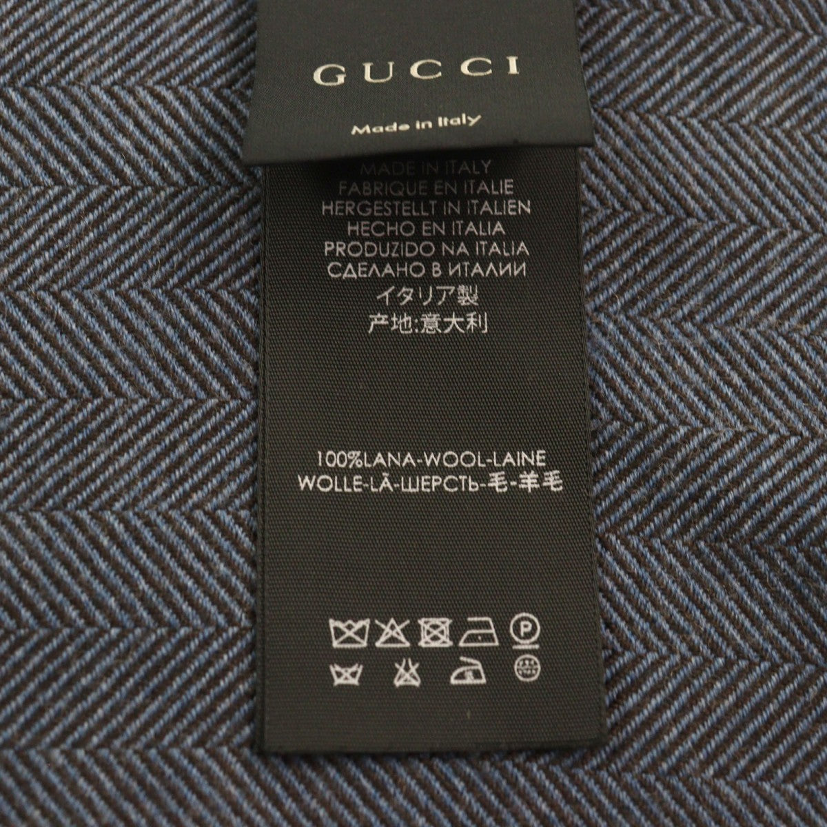 GUCCI Scarf 344993 Main: 100% wool Blue type Herringbone Pattern mens Used