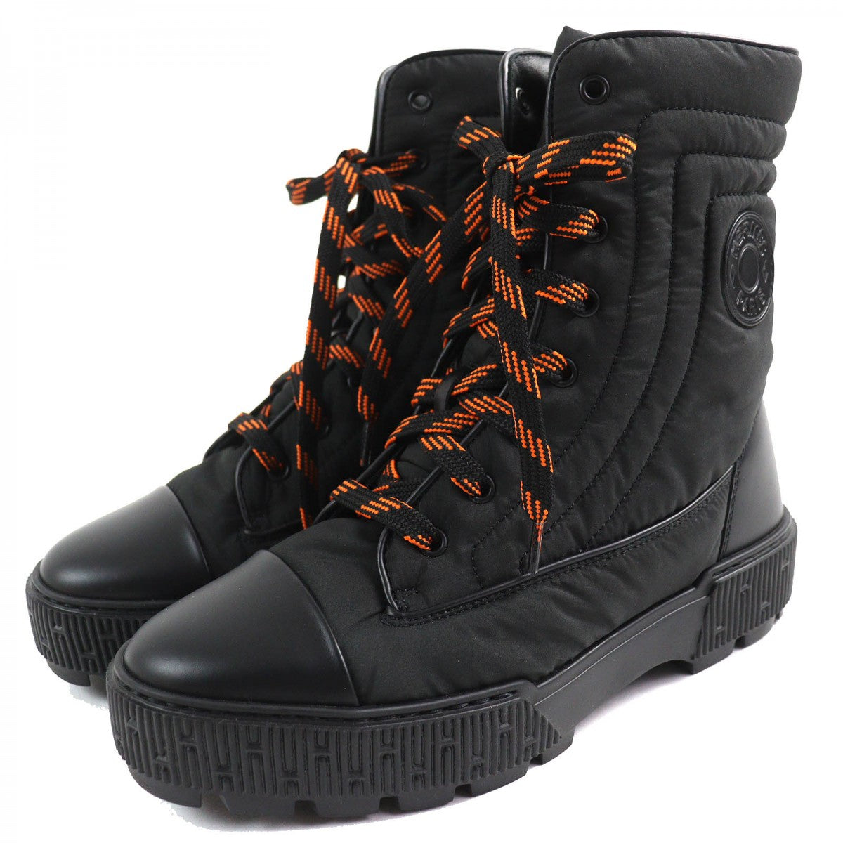 HERMES Ankle boots 232064Z leather Black orange fresh 38.5
