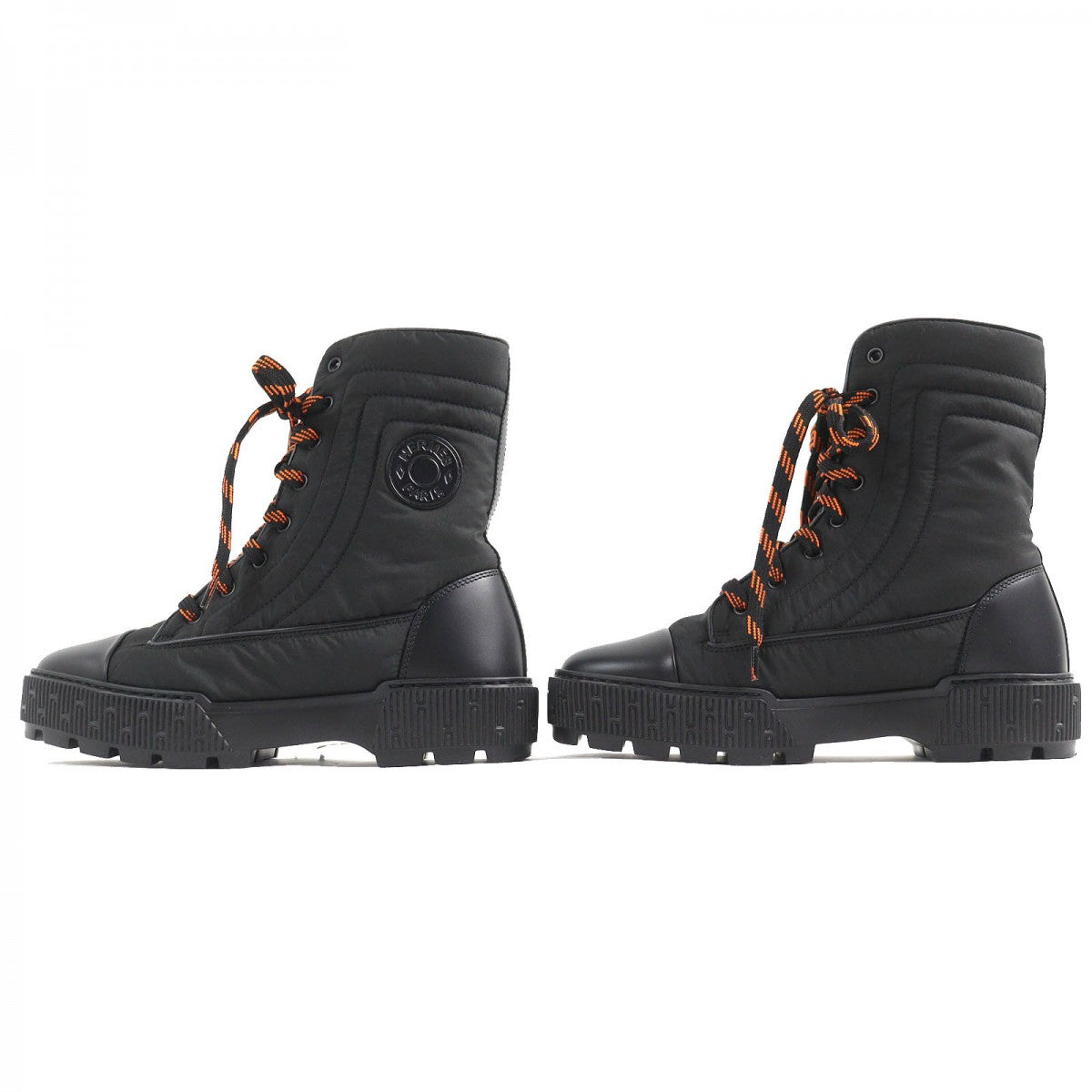 HERMES Ankle boots 232064Z leather Black orange fresh 38.5