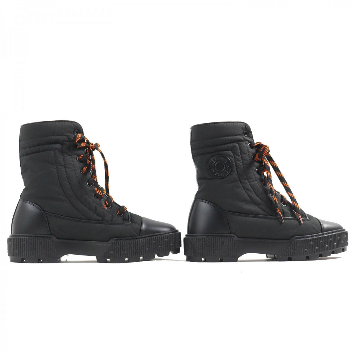 HERMES Ankle boots 232064Z leather Black orange fresh 38.5