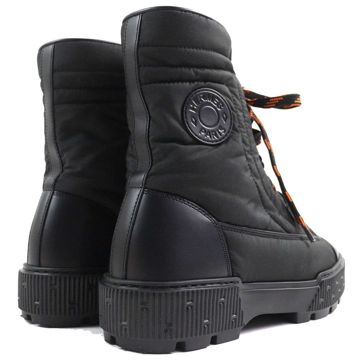 HERMES Ankle boots 232064Z leather Black orange fresh 38.5