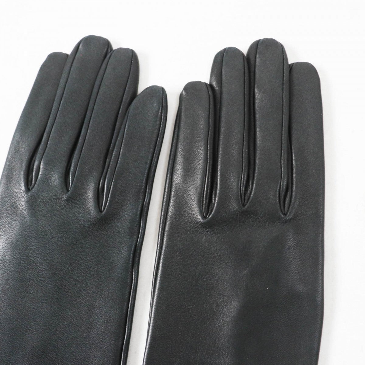 HERMES gloves Lamb leather Black Bordeaux 7