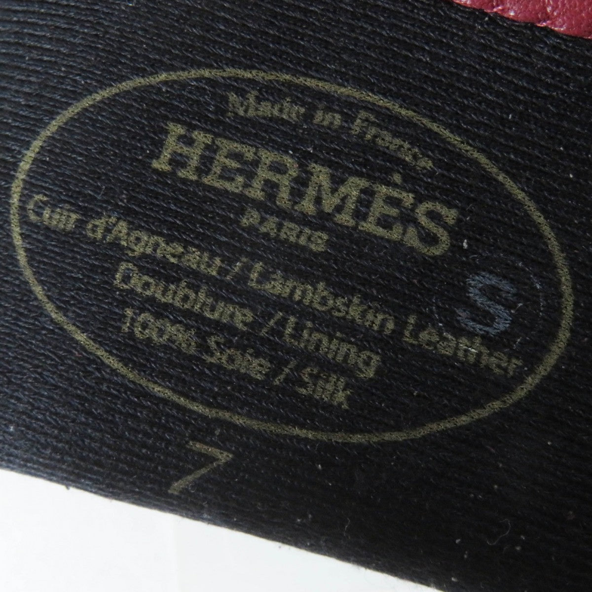 HERMES gloves Lamb leather Black Bordeaux 7