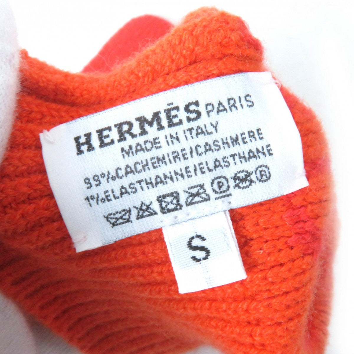 HERMES gloves H232006G cashmere Orange HEAVEN S