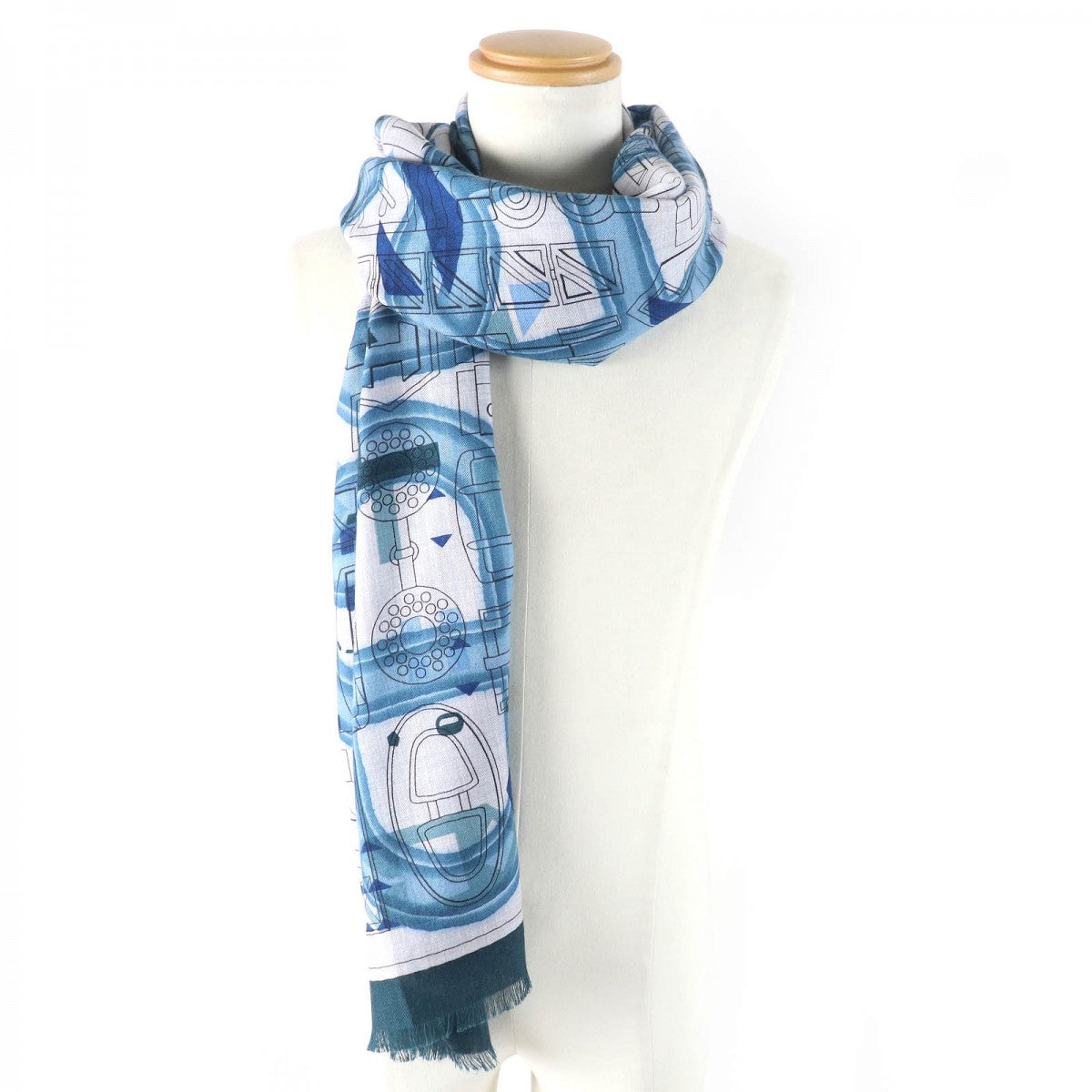 HERMES Stall H693245T cashmere multicolor Rectangle Imprimeur Flou