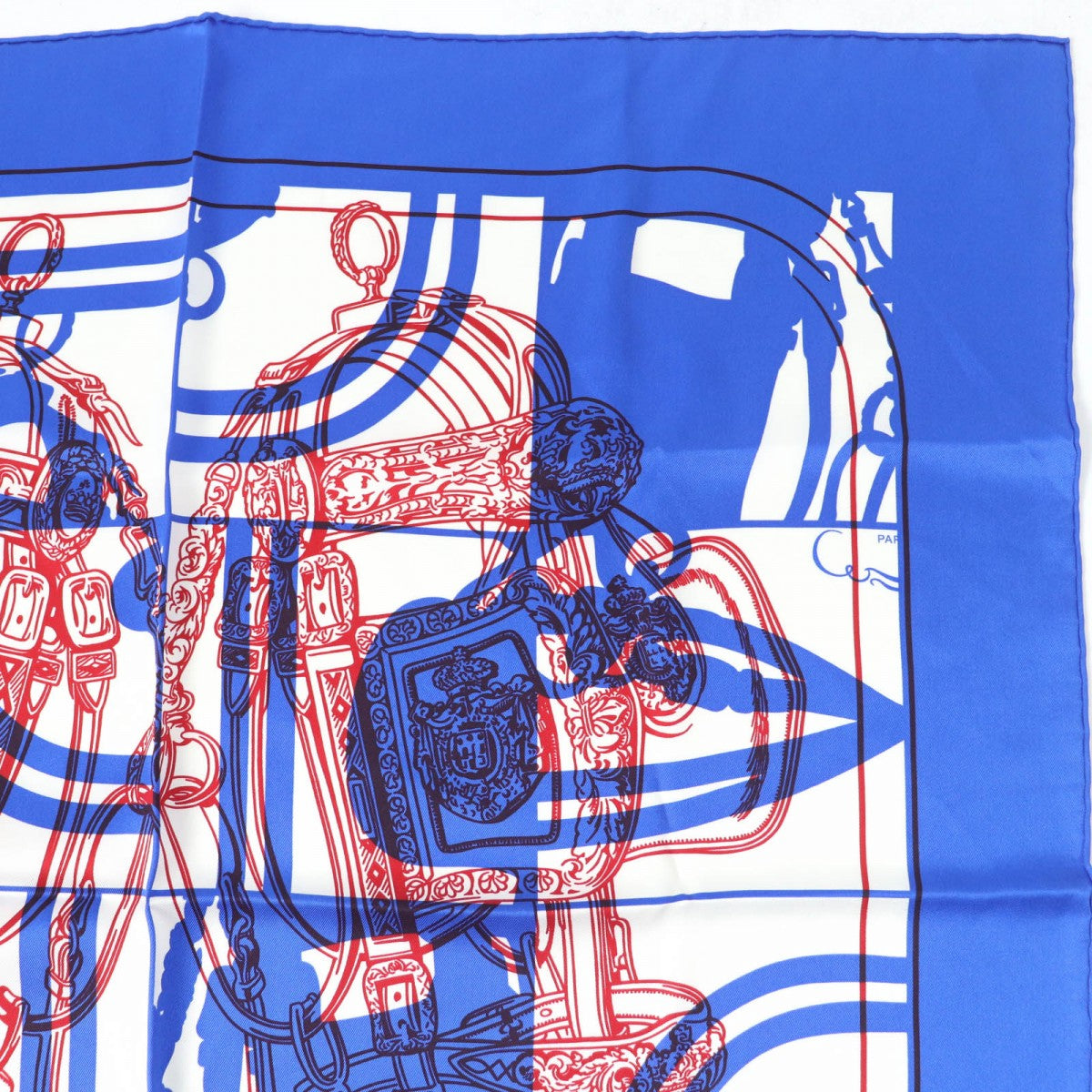 HERMES scarf silk Blue type Carre70 Caregean BRIDES de GALA Ceremony Bridle