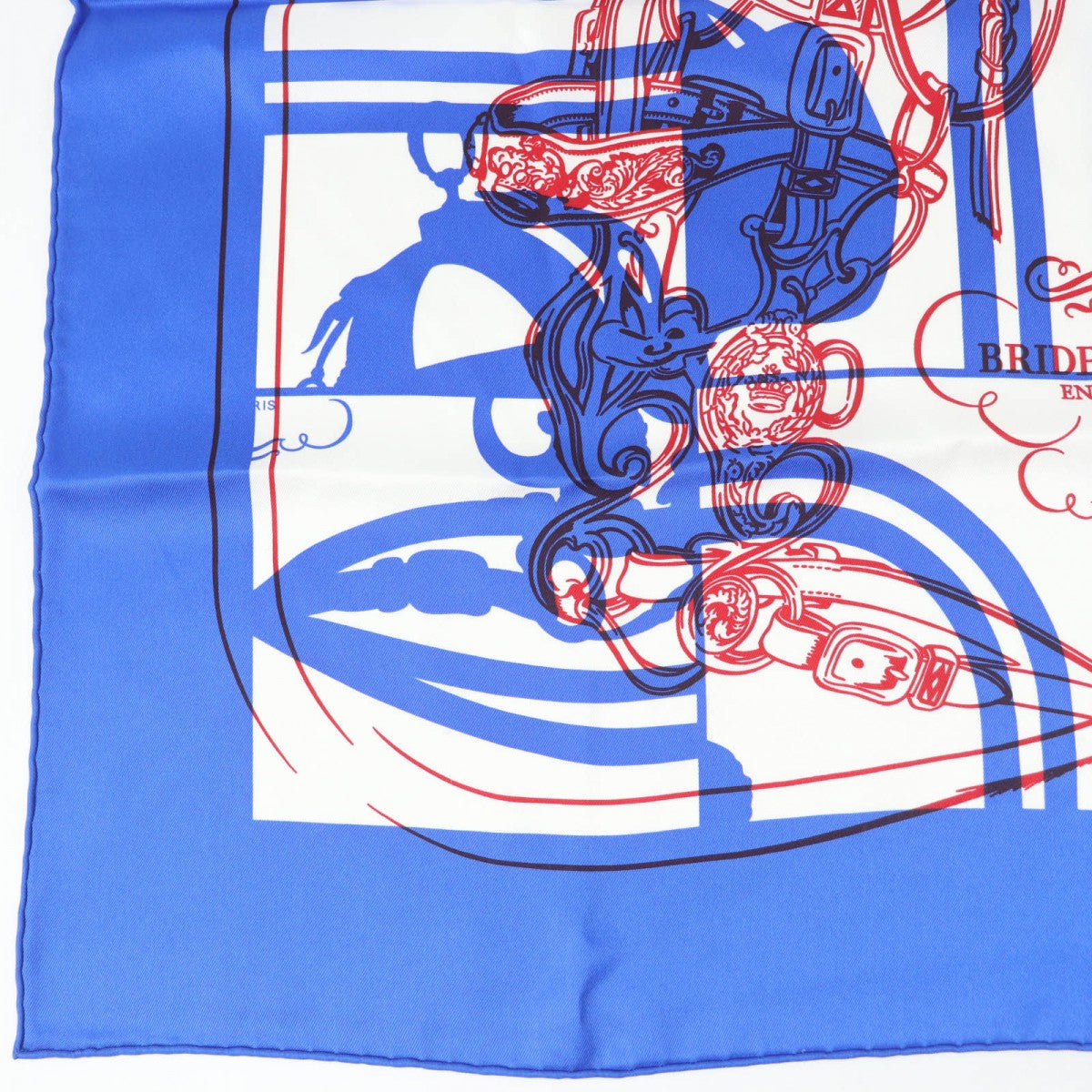 HERMES scarf silk Blue type Carre70 Caregean BRIDES de GALA Ceremony Bridle