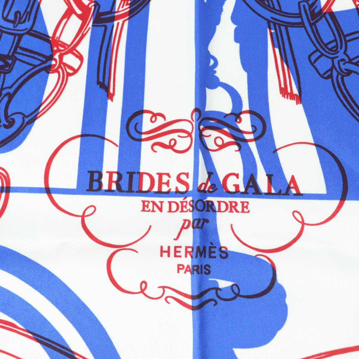 HERMES scarf silk Blue type Carre70 Caregean BRIDES de GALA Ceremony Bridle