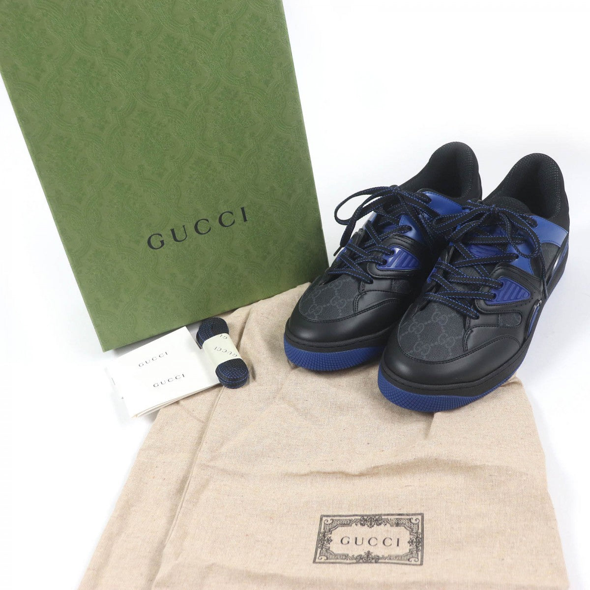 GUCCI Low cut sneakers 724004 Part: Leather Black blue mens 7.5 Used