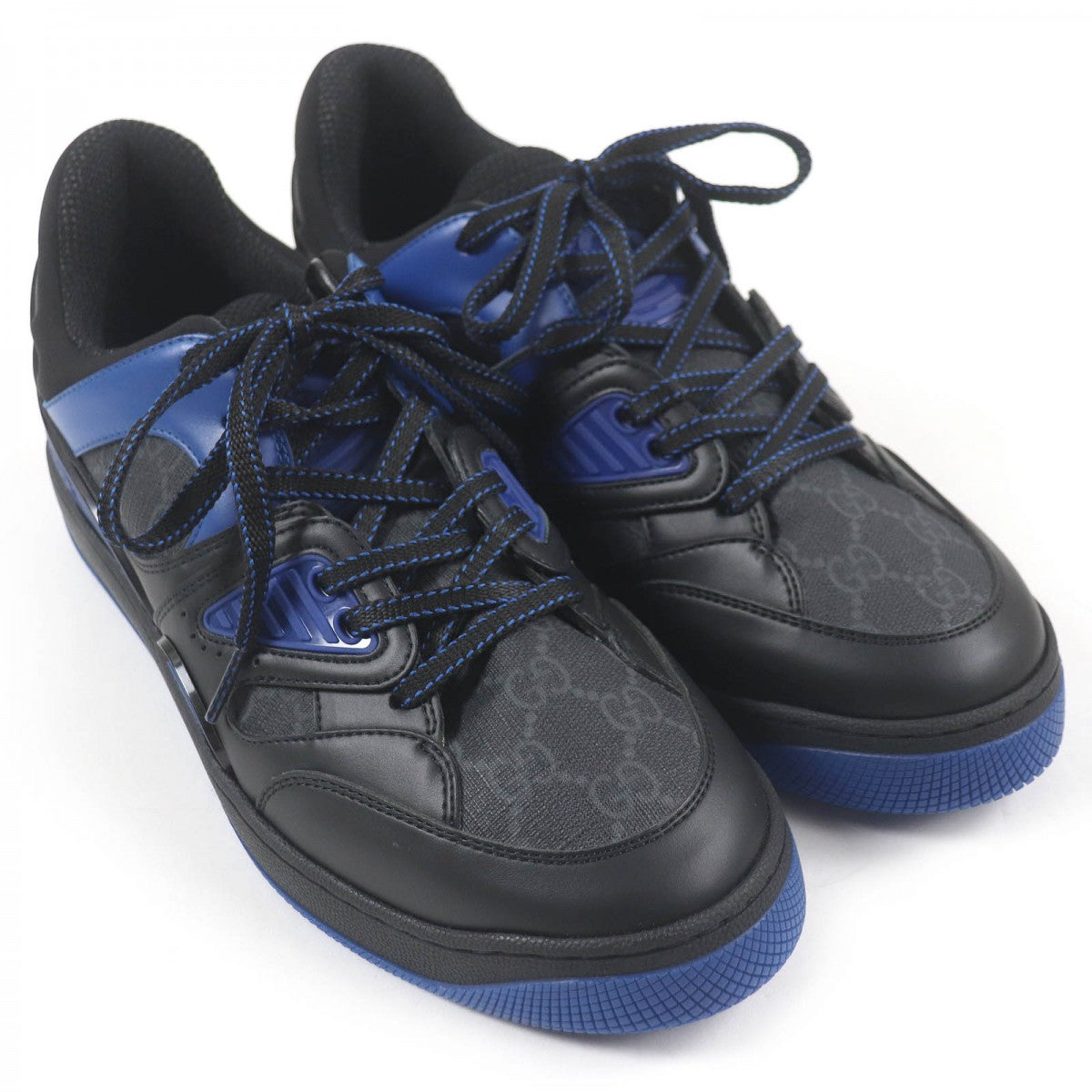 GUCCI Low cut sneakers 724004 Part: Leather Black blue mens 7.5 Used