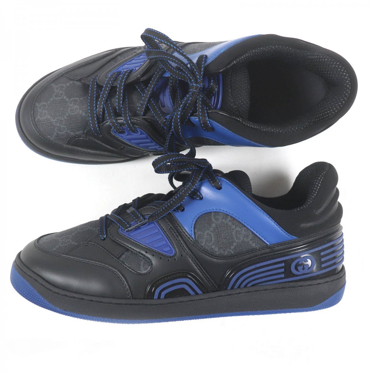 GUCCI Low cut sneakers 724004 Part: Leather Black blue mens 7.5 Used