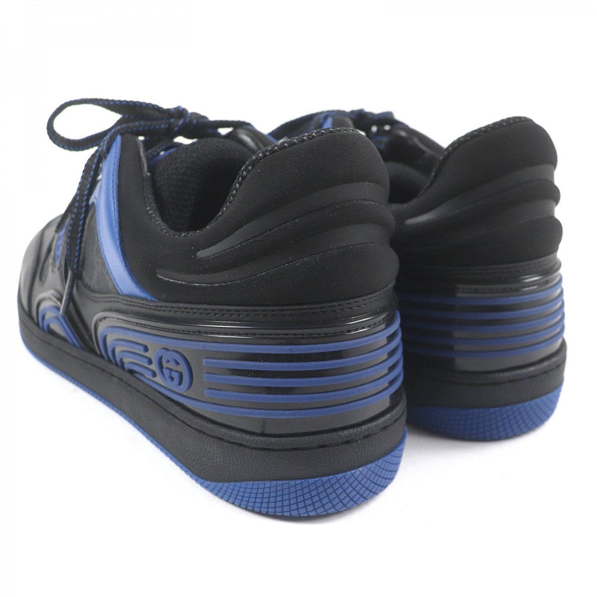GUCCI Low cut sneakers 724004 Part: Leather Black blue mens 7.5 Used