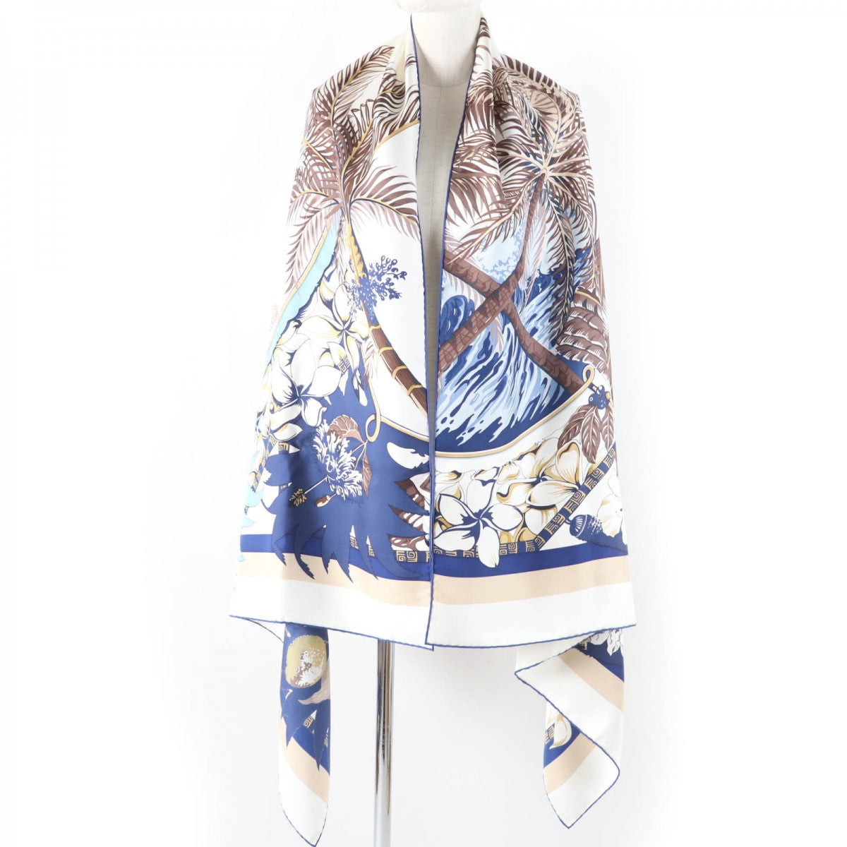 HERMES Stall silk blue Rectangle Aloha