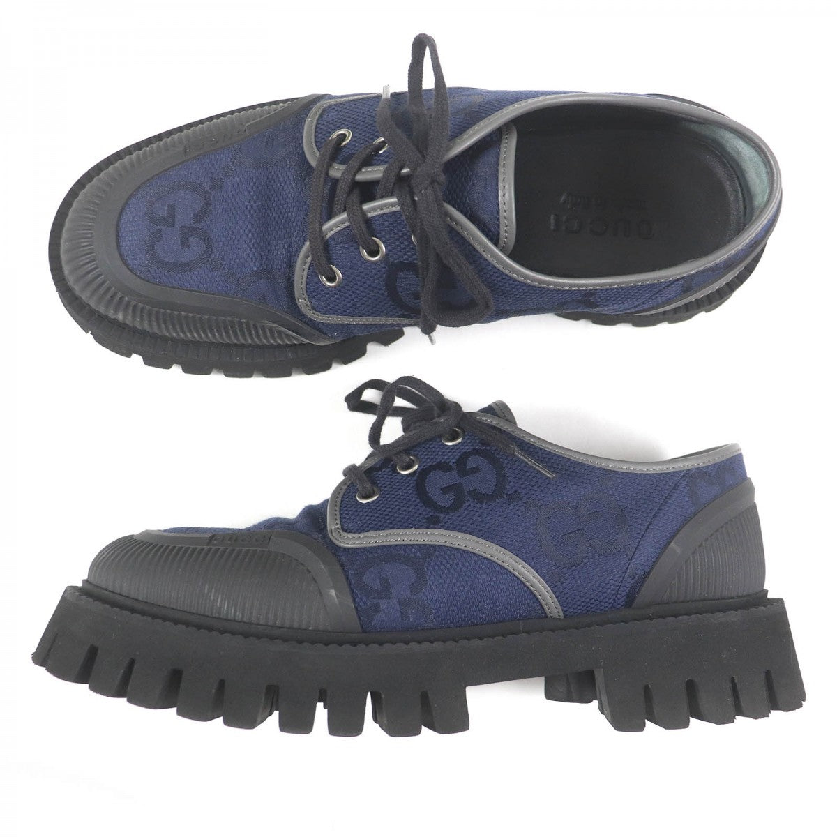 GUCCI Leather shoes 699552 Main: Canvas, Main: Leather, Main: Rubber Navy mens 7 Used