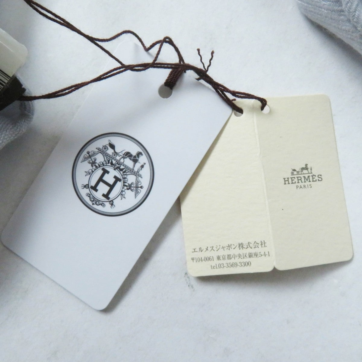 HERMES Scarf H262494S cashmere Light gray New Libris