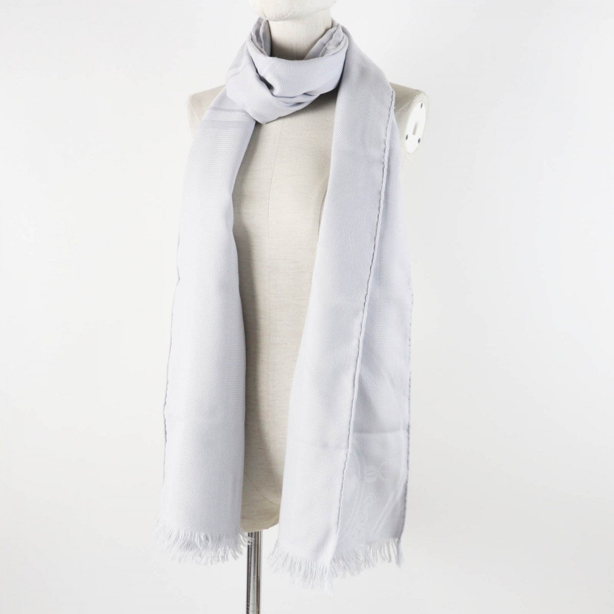 HERMES Scarf H262494S cashmere Light gray New Libris