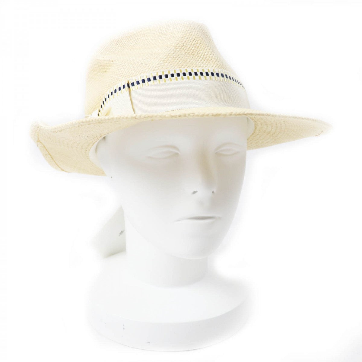 HERMES hat Straw Natural navy