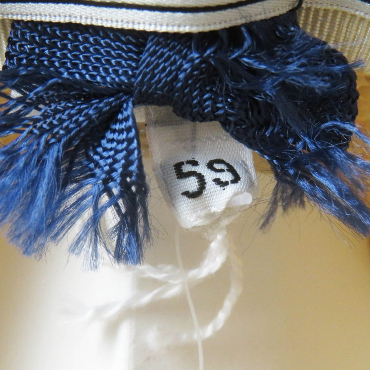 HERMES hat Straw Natural navy