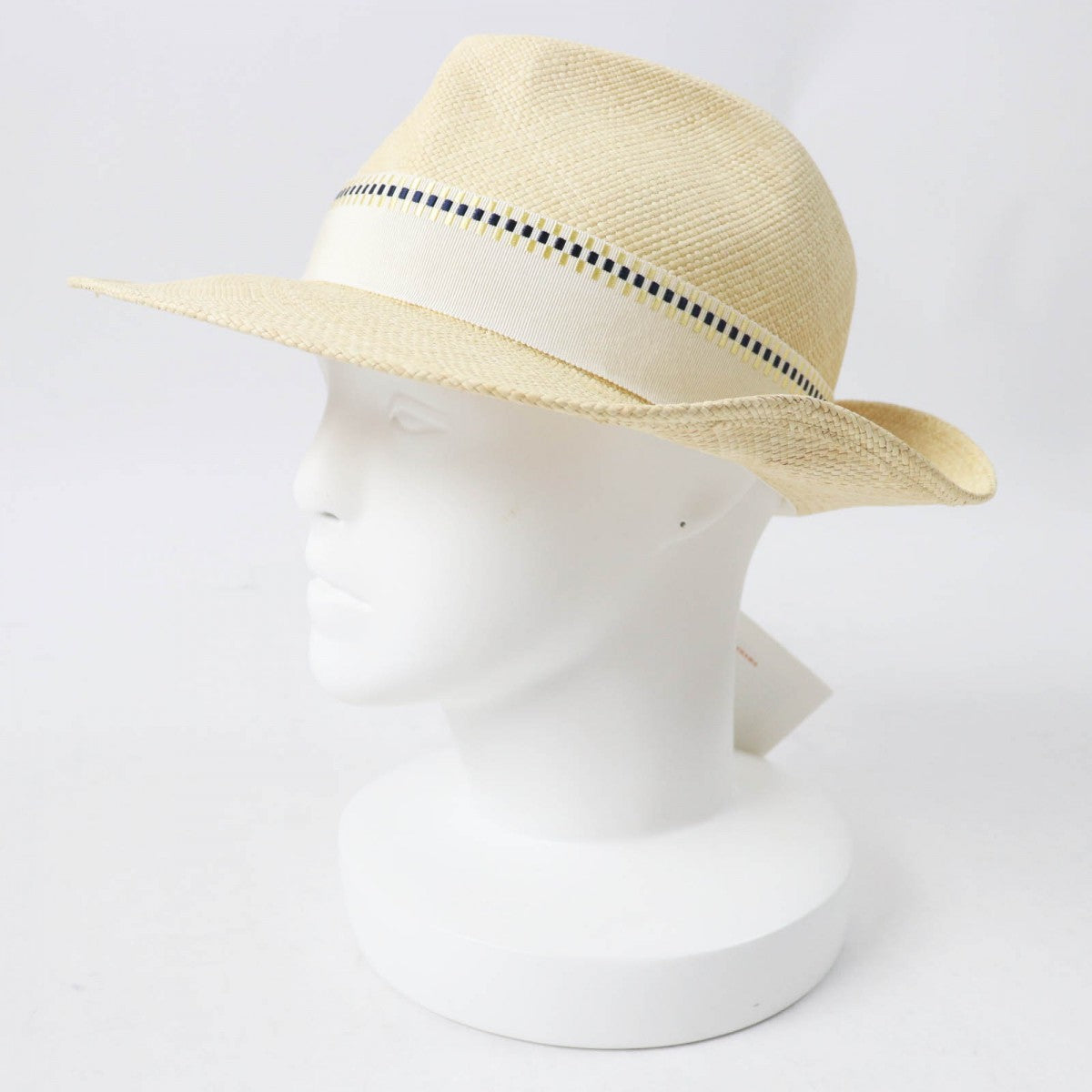 HERMES hat Straw Natural navy