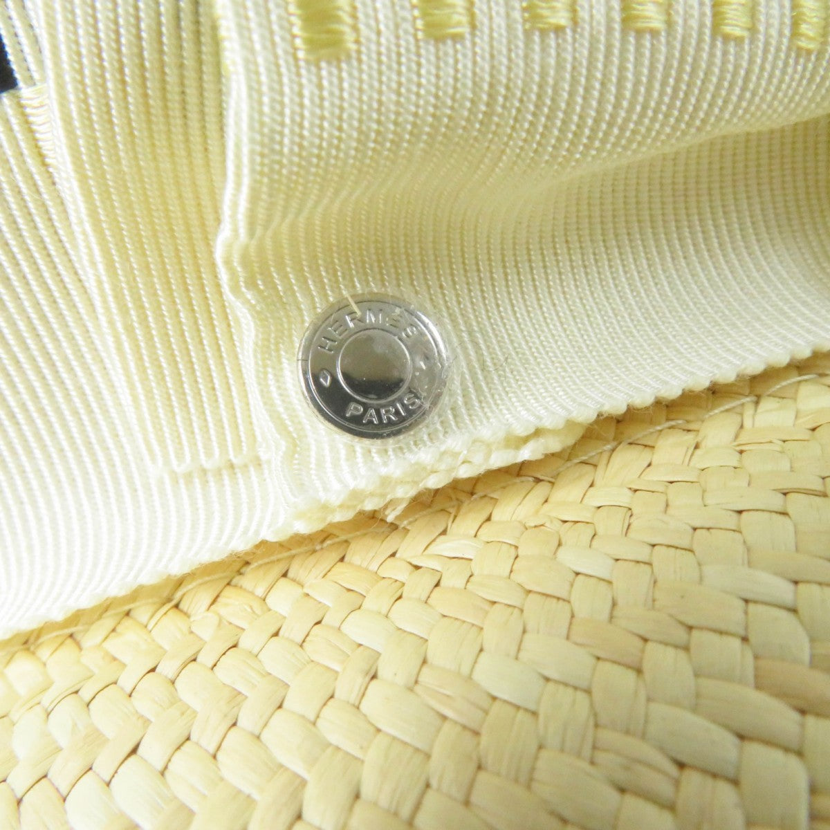 HERMES hat Straw Natural navy