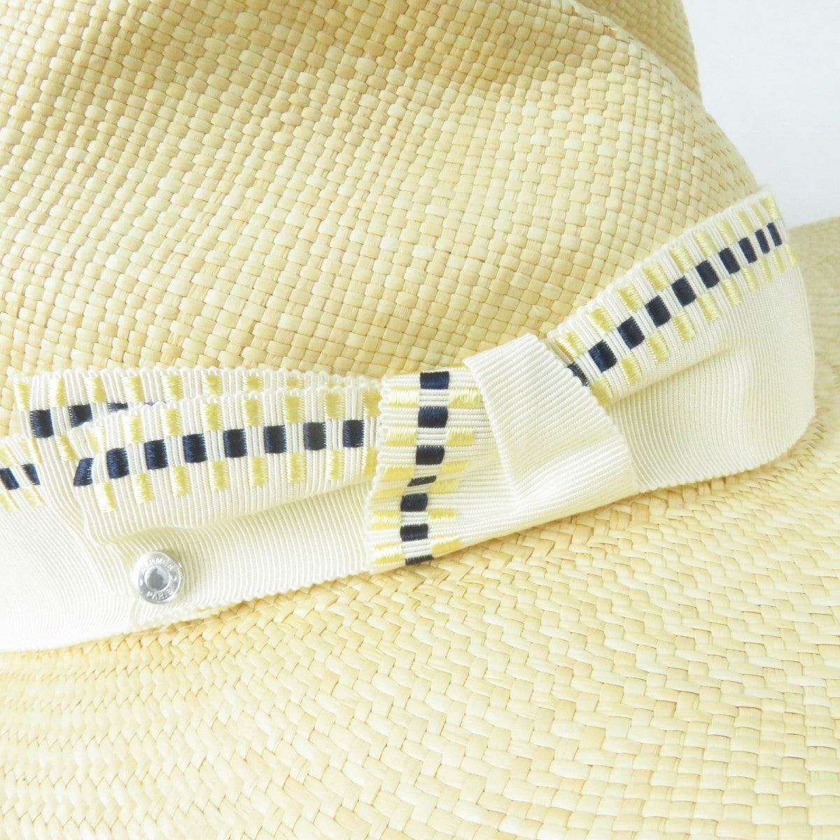HERMES hat Straw Natural navy
