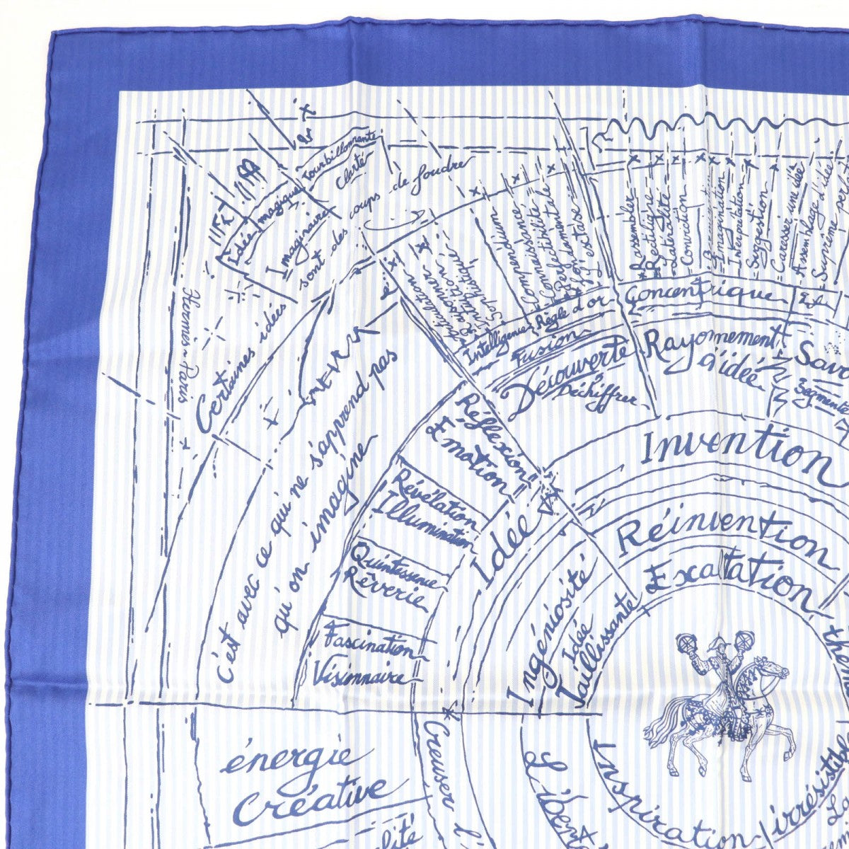 HERMES scarf Main: 100% silk Blue type Carre70 Caregean Naissance dune idee The birth of an idea Women Used