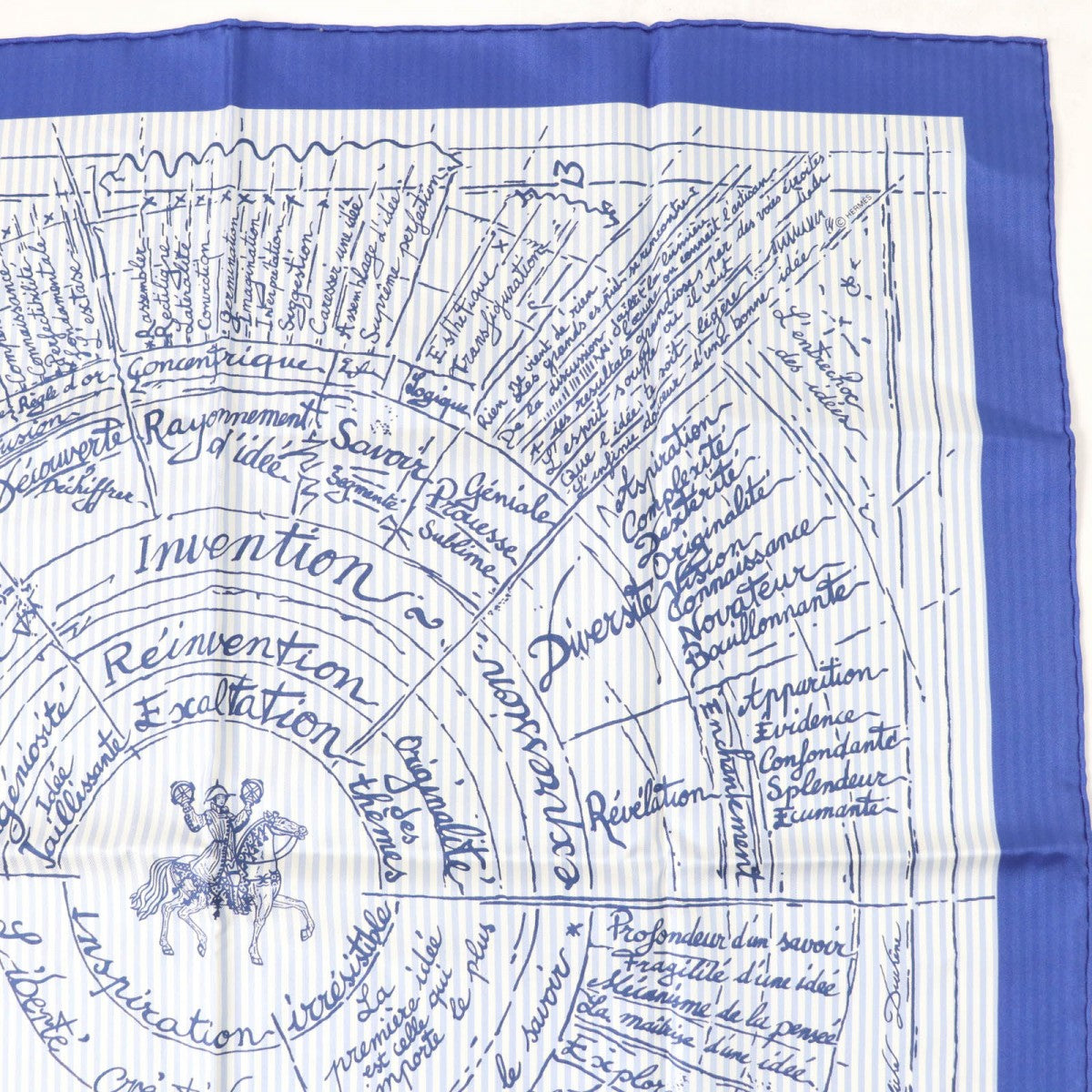 HERMES scarf Main: 100% silk Blue type Carre70 Caregean Naissance dune idee The birth of an idea Women Used
