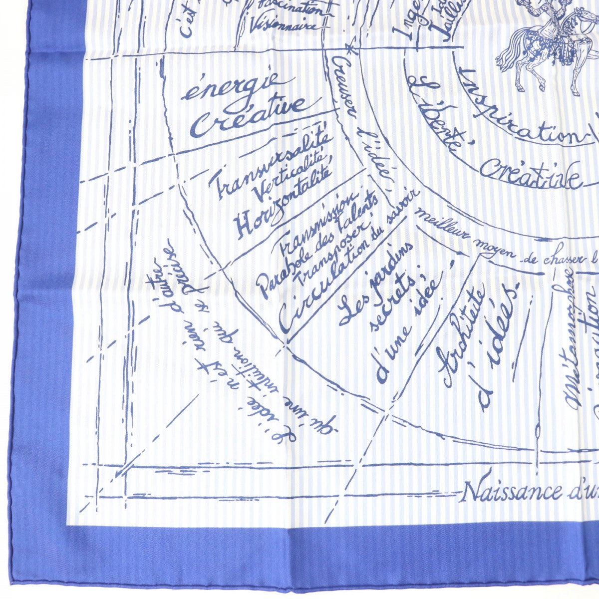HERMES scarf Main: 100% silk Blue type Carre70 Caregean Naissance dune idee The birth of an idea Women Used