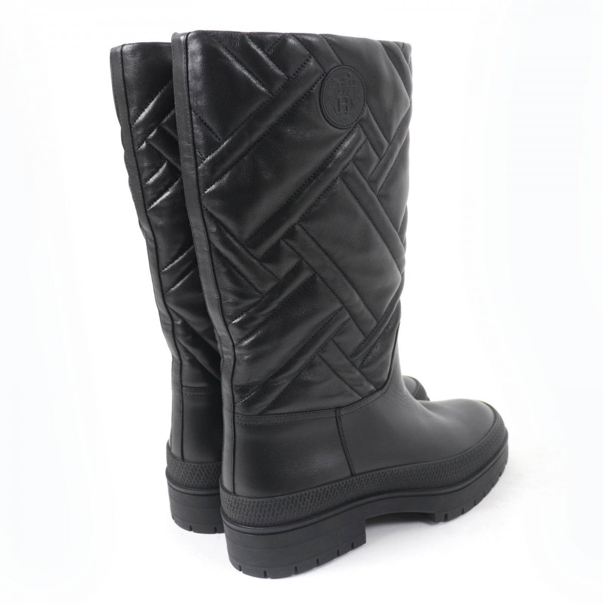 HERMES Knee-high boots 222048Z Main: Leather black Fuji Women 38.5 Used