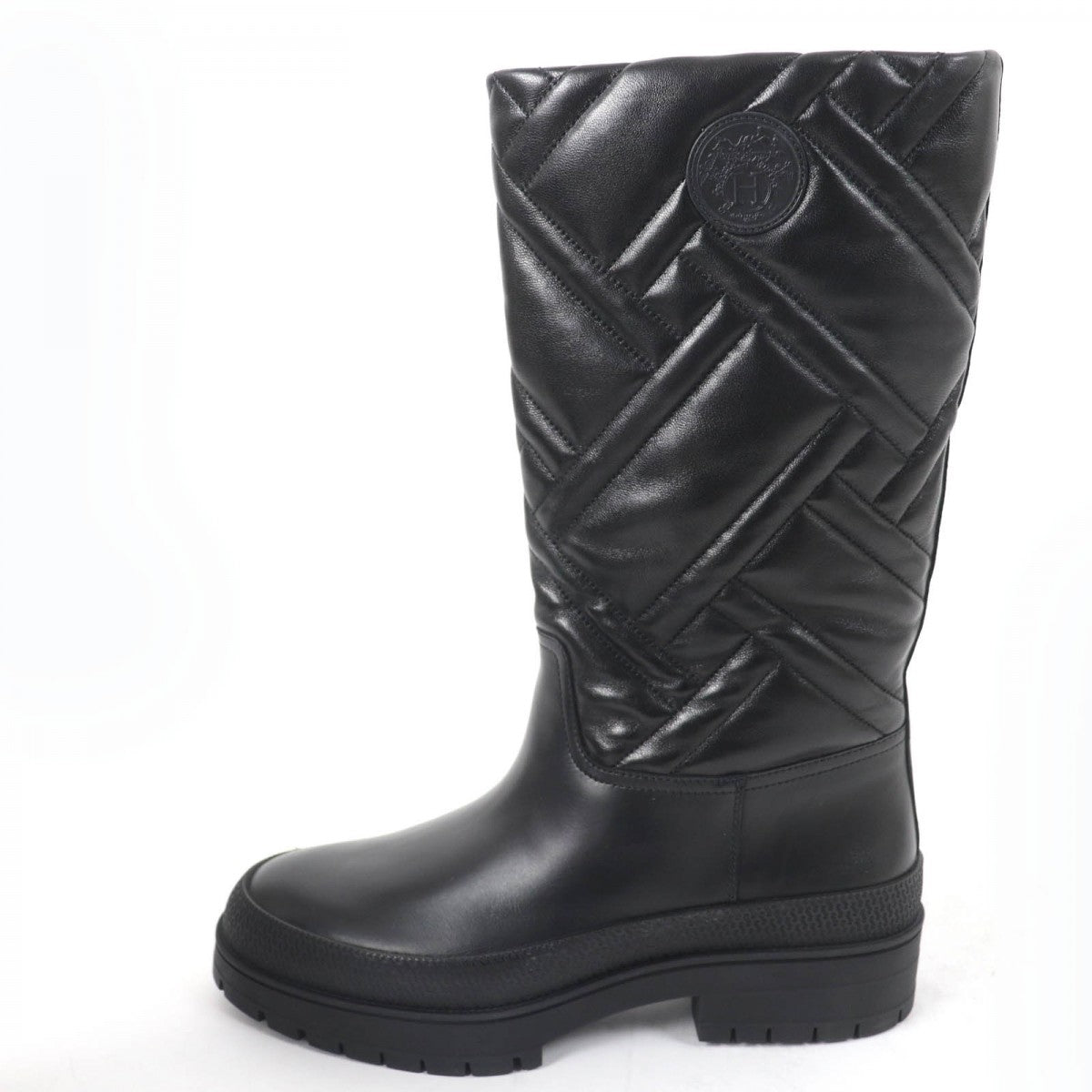 HERMES Knee-high boots 222048Z Main: Leather black Fuji Women 38.5 Used