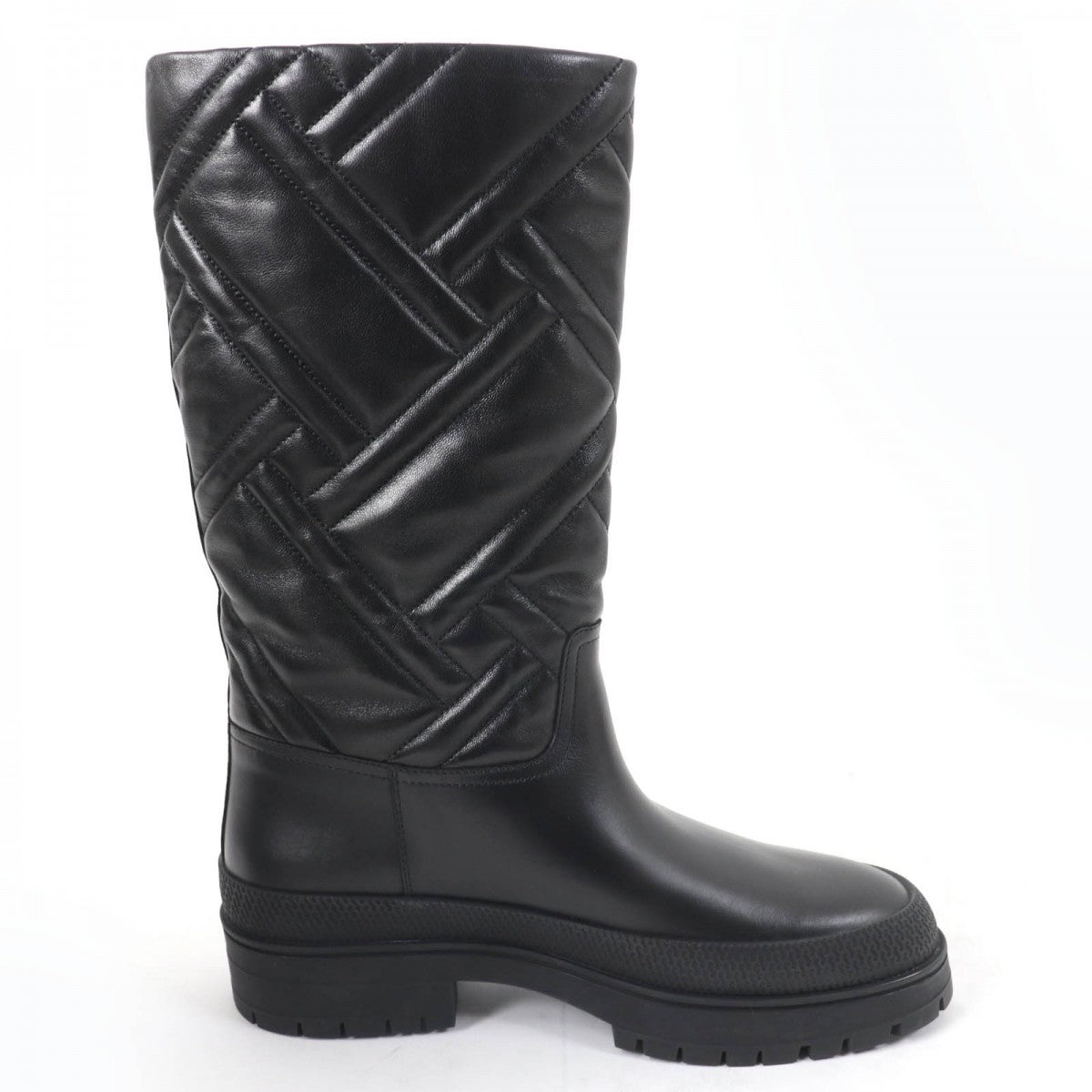 HERMES Knee-high boots 222048Z Main: Leather black Fuji Women 38.5 Used