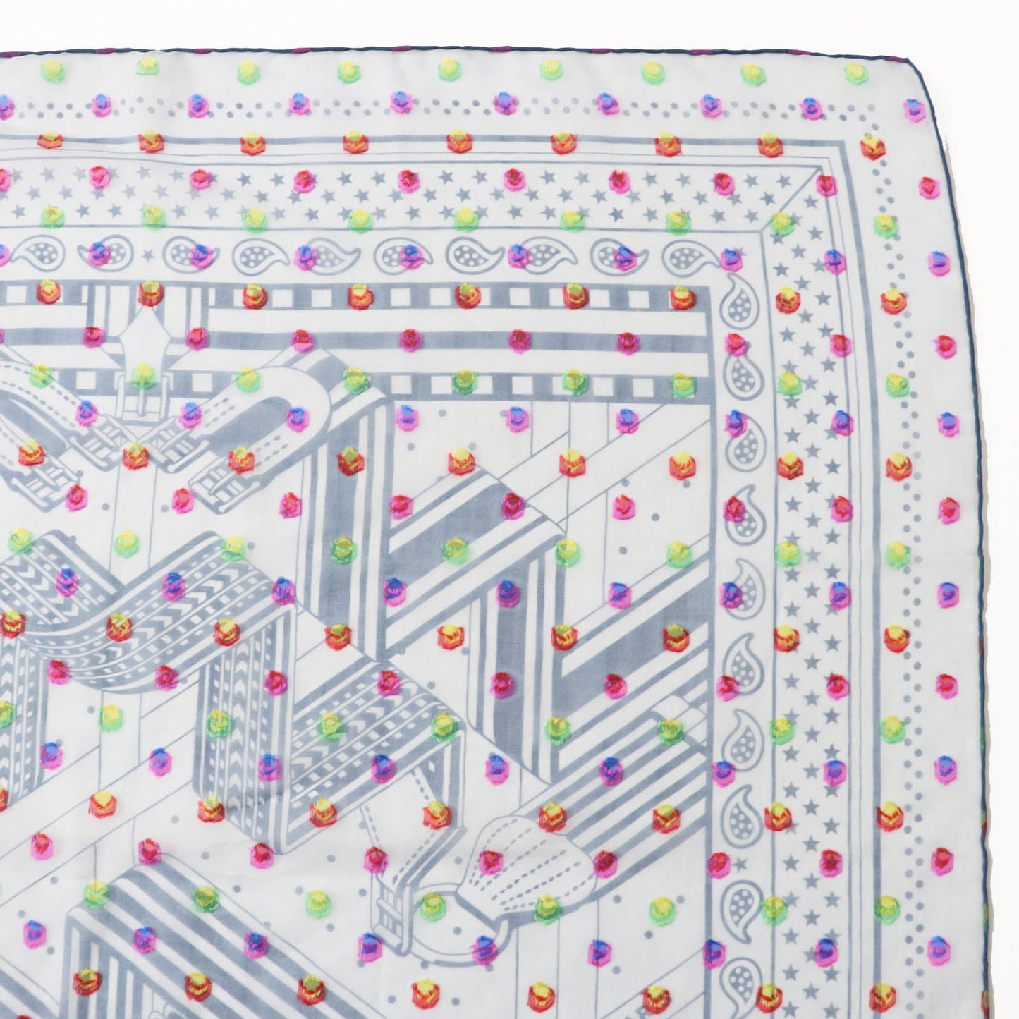 HERMES scarf Main: 78% silk, Main: 22% acetate blue Carre 60 SANGLESENZIGZAG Zigzag sangle BANDANA Women Used