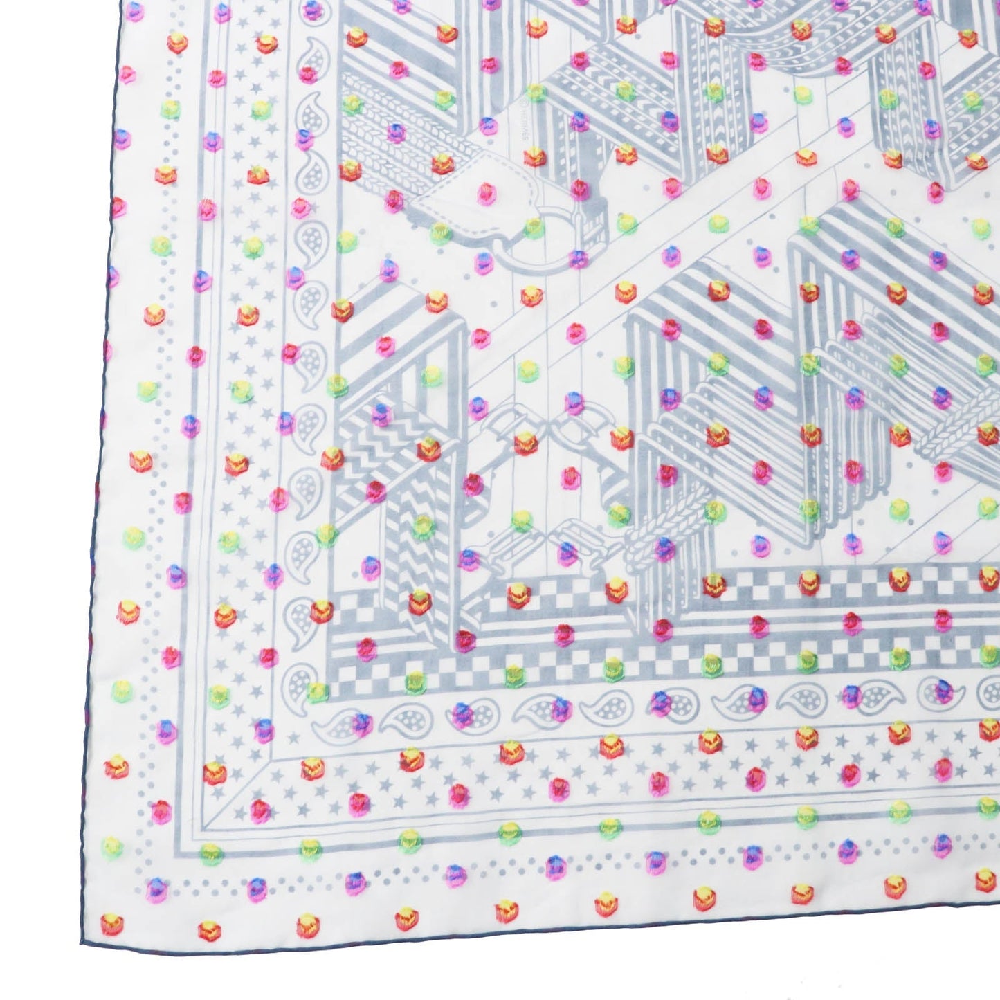 HERMES scarf Main: 78% silk, Main: 22% acetate blue Carre 60 SANGLESENZIGZAG Zigzag sangle BANDANA Women Used