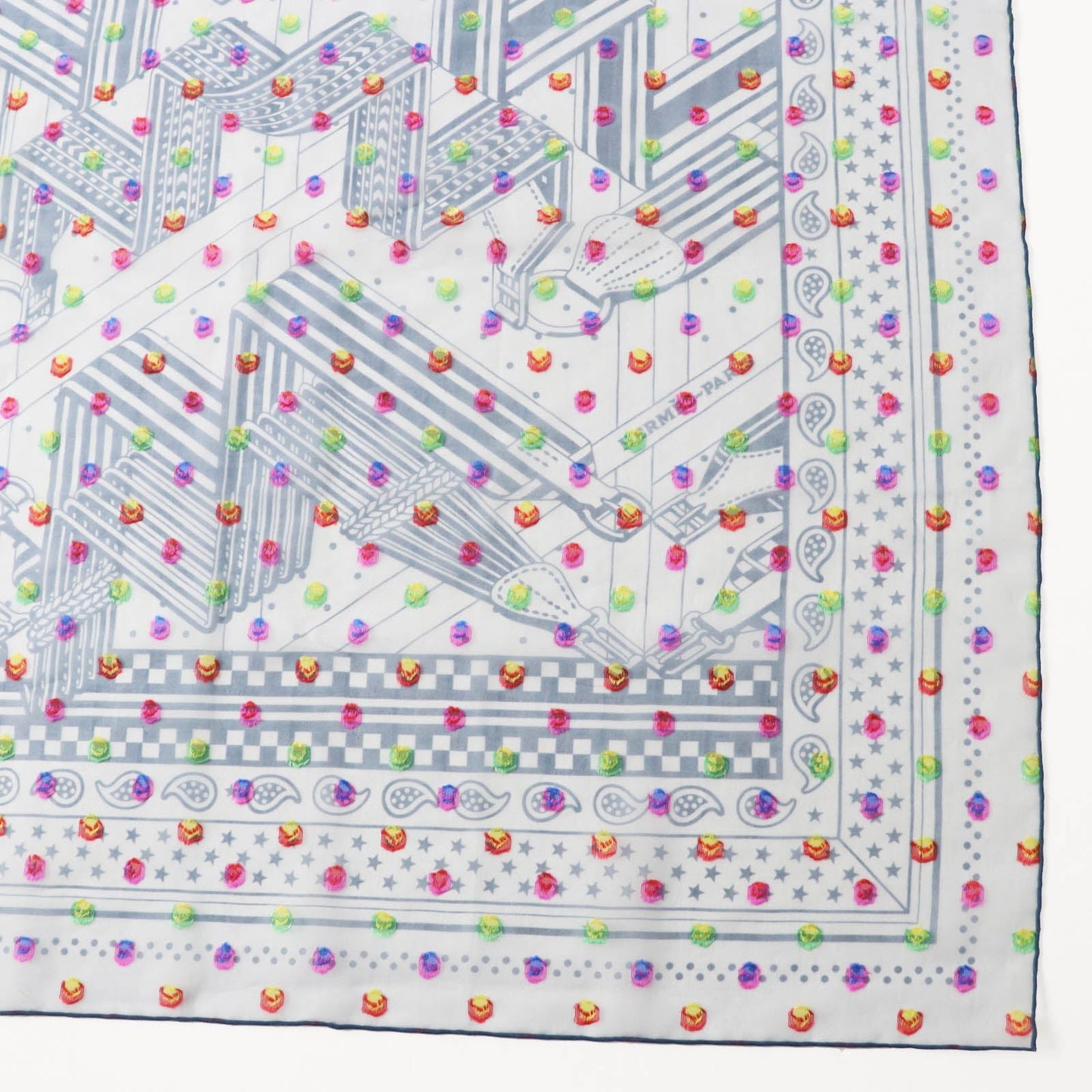 HERMES scarf Main: 78% silk, Main: 22% acetate blue Carre 60 SANGLESENZIGZAG Zigzag sangle BANDANA Women Used