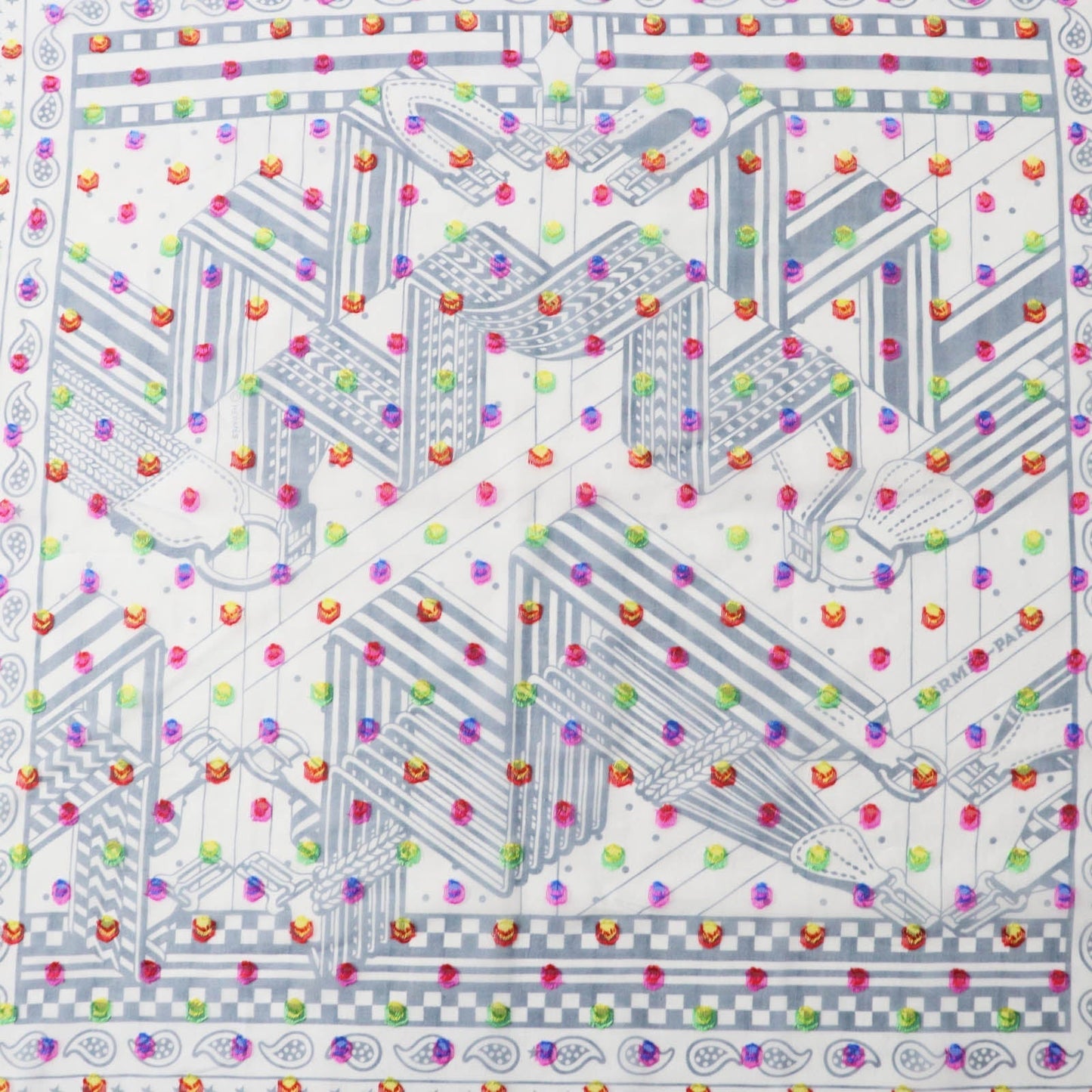 HERMES scarf Main: 78% silk, Main: 22% acetate blue Carre 60 SANGLESENZIGZAG Zigzag sangle BANDANA Women Used