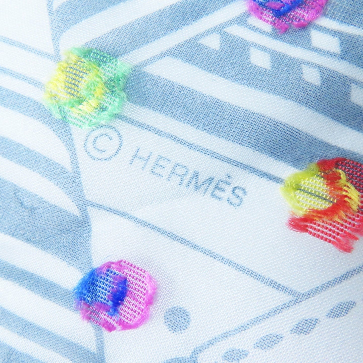 HERMES scarf Main: 78% silk, Main: 22% acetate blue Carre 60 SANGLESENZIGZAG Zigzag sangle BANDANA Women Used