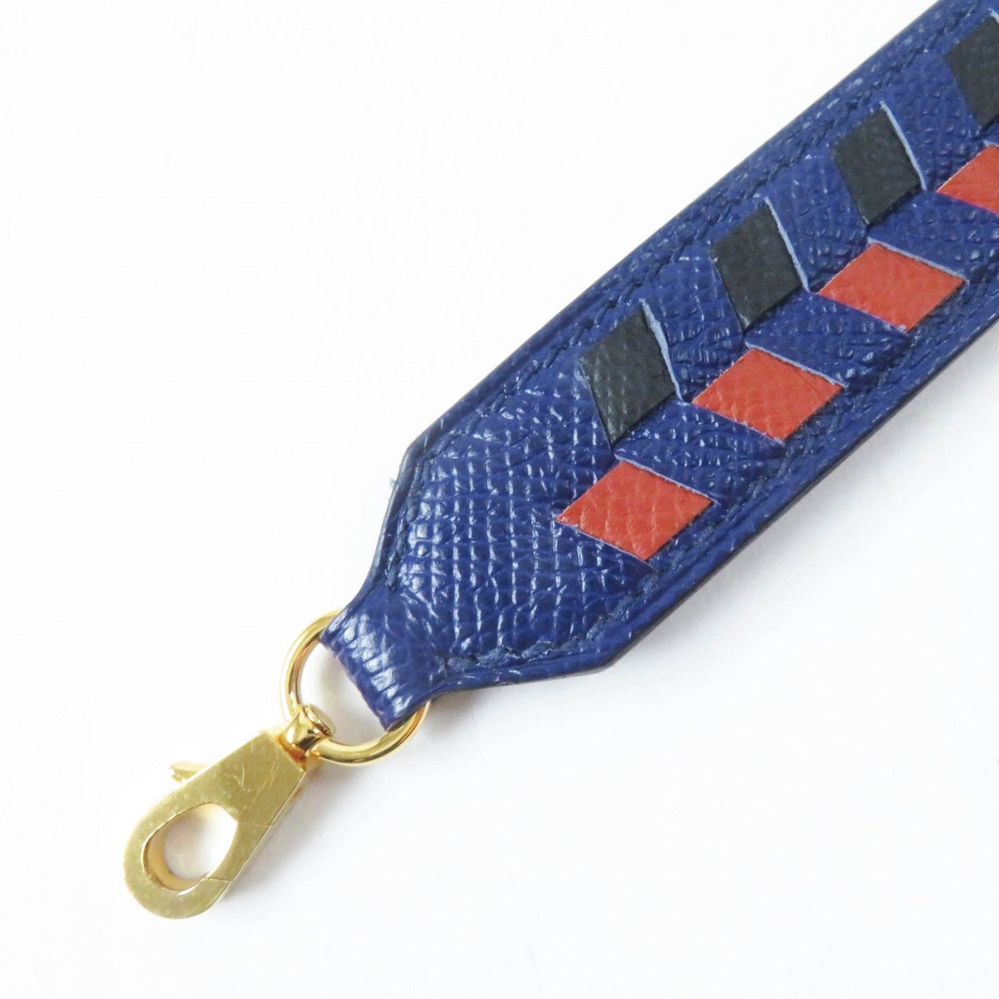 HERMES Shoulder strap Main: Leather Blue Black Brown bandouliere trace de cuir Women Used